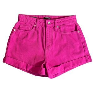Wild Fable Highest Rise Mom Jean Shorts Size 2/26 Pink Fuchsia Rolled Hem
